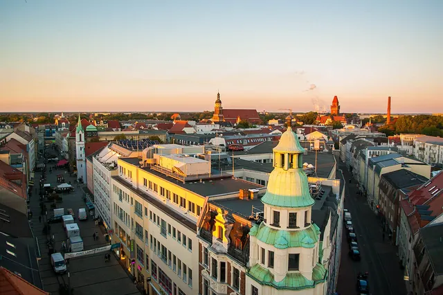 Cottbus při západu slunce