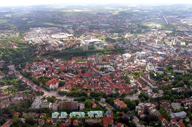 Letecký pohled na centrum Osnabrücku