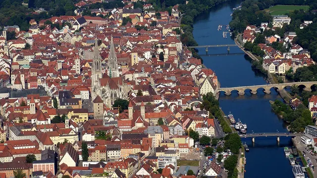 Historické centrum Řezna z výšky